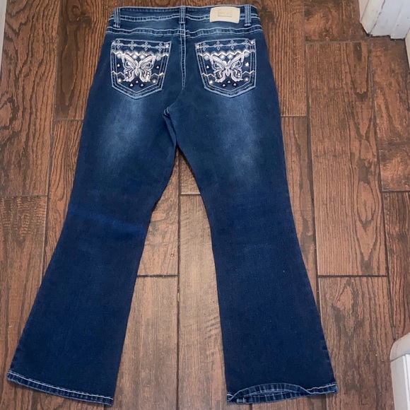Dark Blue Jeans with Butterfly Embroidery Size 13/29 - Picture 1 of 10